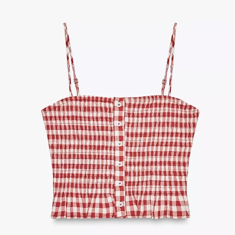 Zara Red Gingham Crop Top